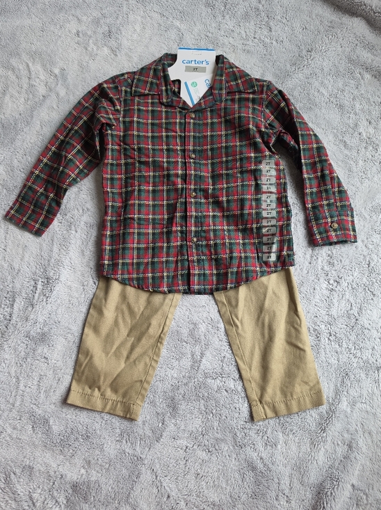 Carter's Other - Carter's Red, Green and Yellow Plaid Toddler Shirt